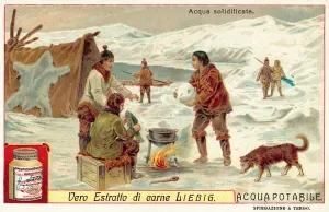 Melting ice for drinking water in the Arctic (chromolitho) Melting ice for drinking water in the Arctic (chromolitho)