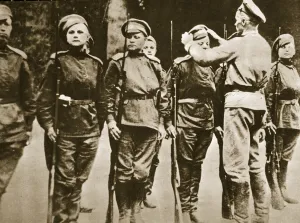 Members of the 1st Russian Women's Battalion of Death, 1917 (sepia photo) Members of the 1st Russian Women's Battalion of Death, 1917 (sepia photo)