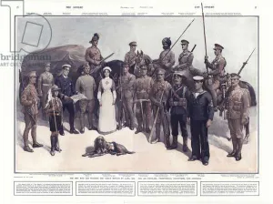 Members of the armed forces fighting for Britain, First World War (colour litho) Members of the armed forces fighting for Britain, First World War (colour litho)
