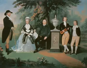 Members of the Wilson family grouped round a memorial of William Pitt the Younger Members of the Wilson family grouped round a memorial of William Pitt the Younger