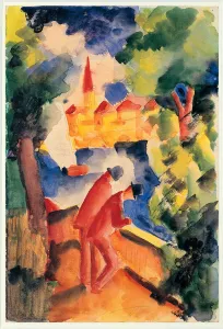 Two Men Arm On The Railing Overlooking A Lake 1914 (watercolour) Two Men Arm On The Railing Overlooking A Lake 1914 (watercolour)