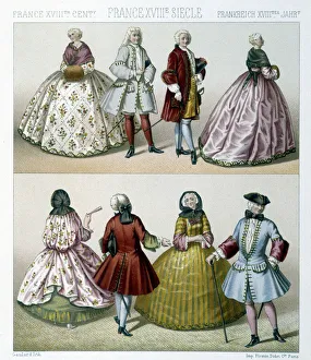 Men and women wearing fashionable 18th century costumes in France Men and women wearing fashionable 18th century costumes in France