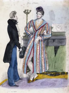 Men's fashion, 1830: dressing dress. Lithograph of Lemercier in '" Men's fashion, 1830: dressing dress. Lithograph of Lemercier in '"