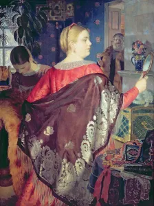 Merchants woman with a mirror (oil on canvas) Merchants woman with a mirror (oil on canvas)