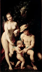 Mercury instructing Cupid in the presence of Venus Painting by Antonio Allegri Mercury instructing Cupid in the presence of Venus Painting by Antonio Allegri
