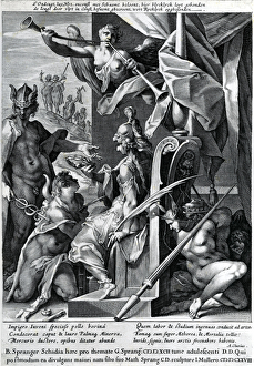 Mercury and Minerva arm a hero with a bulls hide and a laurel wreath, 1604 Mercury and Minerva arm a hero with a bulls hide and a laurel wreath, 1604