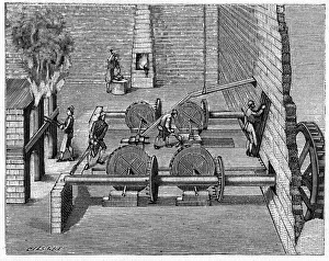 Metallurgy in the 18th century: a foundry train. Engraving in ' La Nature Metallurgy in the 18th century: a foundry train. Engraving in ' La Nature