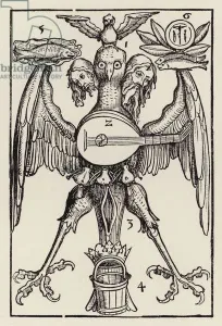 A method of memorising the contents of each Gospel (woodcut) A method of memorising the contents of each Gospel (woodcut)