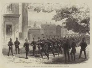 Wellington Barracks Gallery: Metropolitan Police learning the Cutlass Exercise at the Wellington Barracks (engraving)