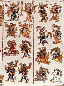 Mexican codex showing the genealogy of the Aztec civilisation Mexican codex showing the genealogy of the Aztec civilisation