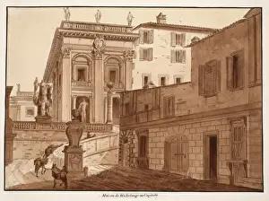 Michelangelo's House on the Capitoline Hill, 1833 (etching with brown wash) Michelangelo's House on the Capitoline Hill, 1833 (etching with brown wash)