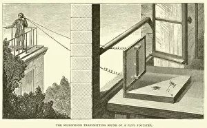 Transmitting Gallery: The Microphone transmitting Sound of a Flys Footstep (engraving)