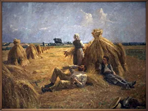 Midday. Painting by Eugene Damascus (1844-1899), oil on canvas, 1893, 116 x 89 cm. French Art, 19th century Midday. Painting by Eugene Damascus (1844-1899), oil on canvas, 1893, 116 x 89 cm. French Art, 19th century