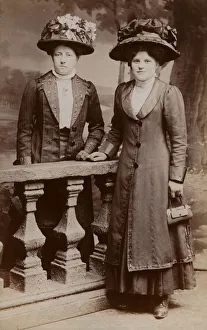 Two middle class English women in their finery (b/w photo) Two middle class English women in their finery (b/w photo)