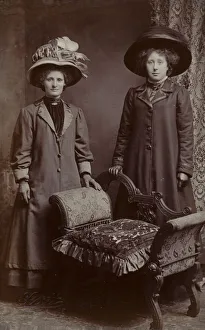 Two middle class women in their finery (b/w photo) Two middle class women in their finery (b/w photo)