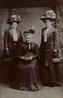 Three middle class women in their finery (b/w photo)