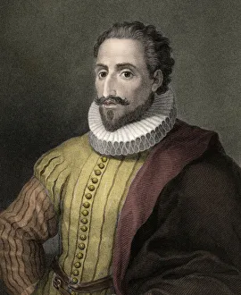 Miguel de Cervantes Saavedra 1547-1616 - engraving - 19th century Miguel de Cervantes Saavedra 1547-1616 - engraving - 19th century