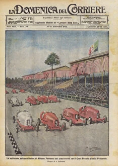 Group Of Persons Gallery: The Milan Automobile Week, Departure of the competitors for the Italian Grand Prix Vetturette