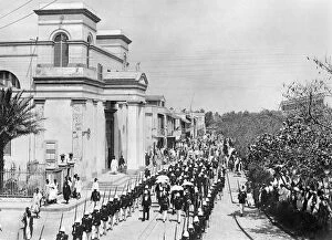 Saint-Louis Gallery: Military Parade, Saint-Louis, Senegal, c.1900 (b / w photo)