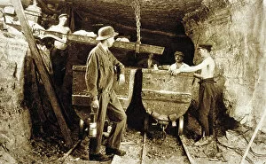 Alsace Gallery: Miners in a Potash Mine, Alsace, c. 1900 (b/w photo)
