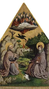 The Miraculous Feeding of Saint Anthony and Saint Paul the Hermit (mixed media on wood) The Miraculous Feeding of Saint Anthony and Saint Paul the Hermit (mixed media on wood)