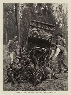 'Mired', travelling under difficulties in Tasmania (engraving)