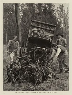 'Mired', travelling under difficulties in Tasmania (engraving) 'Mired', travelling under difficulties in Tasmania (engraving)