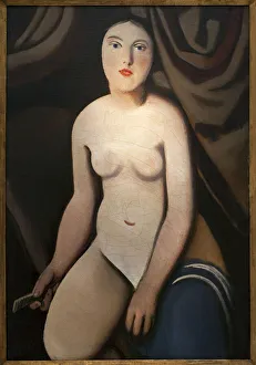 In front of the mirror. Painting by Rudolf Kremlicka (1886-1932), Oil On Canvas, 1926. Czech Art 20th century In front of the mirror. Painting by Rudolf Kremlicka (1886-1932), Oil On Canvas, 1926. Czech Art 20th century