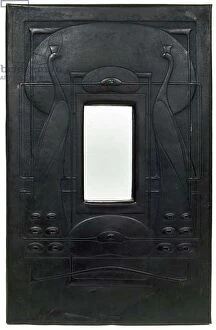 Whole Window Collection: Mirror in repousse frame, decorated with peacocks, c. 1902 (metal)