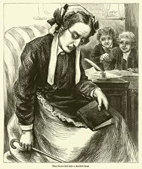 Miss Cross fell into a decided doze (engraving)