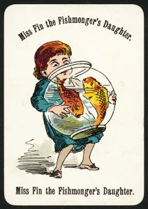 Miss Fin The Fishmonger's Daughter (colour litho) Miss Fin The Fishmonger's Daughter (colour litho)