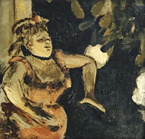 Mlle Becat at the Ambassadeurs; Mlle. Becat aux Ambassadeurs, c. 1875-1877 (oil on tile)