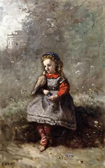 Mlle. Leotine Desavary holding a Dove, 1872 (oil on canvas)