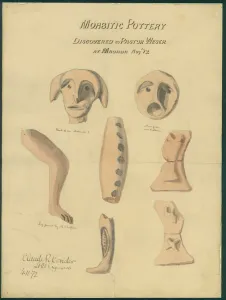 Moabitic pottery from Mr Shapira's 2nd Collection, 1872 (w/c & pencil on paper) Moabitic pottery from Mr Shapira's 2nd Collection, 1872 (w/c & pencil on paper)