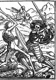 The mock death of Hans Holbein the Young (1497-1543): the soldier. A soldier fights Death The mock death of Hans Holbein the Young (1497-1543): the soldier. A soldier fights Death