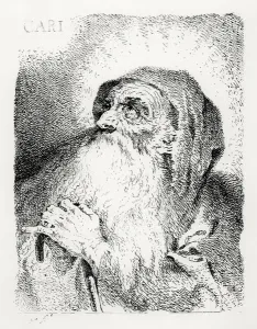 Monk in Contemplation (engraving) (b/w photo) Monk in Contemplation (engraving) (b/w photo)