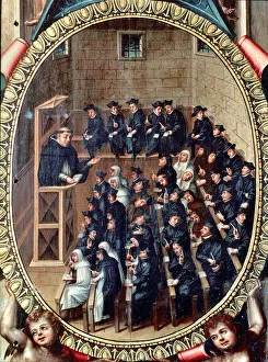 A monk teaching his students at the University of Salamanca (oil on panel) A monk teaching his students at the University of Salamanca (oil on panel)