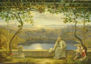 A Monk on a Terrace at the Nemi Lake, 1818 (oil on canvas) A Monk on a Terrace at the Nemi Lake, 1818 (oil on canvas)