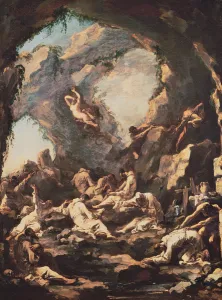 Monks in Prayer, Tempted by the Devil (oil on canvas) Monks in Prayer, Tempted by the Devil (oil on canvas)
