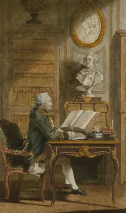 Monsieur de Cormainville in His Library, Writing at His Desk, (black lead, red chalk Monsieur de Cormainville in His Library, Writing at His Desk, (black lead, red chalk