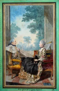 Monsieur et Madame Despourdons Watercolour by Louis Carrogis Carmontelle (1717-1806 Monsieur et Madame Despourdons Watercolour by Louis Carrogis Carmontelle (1717-1806