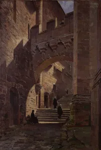 Mont Saint-Michel, Fortified gate in the Abbey, 1881 (oil on canvas) Mont Saint-Michel, Fortified gate in the Abbey, 1881 (oil on canvas)