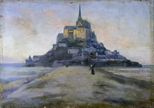 Mont Saint-Michel and the passage - anonymous painting, 19th century Mont Saint-Michel and the passage - anonymous painting, 19th century