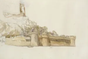 Mont St Michel: The Walls and Bastions, c. 1876 (watercolour over graphite on paper) Mont St Michel: The Walls and Bastions, c. 1876 (watercolour over graphite on paper)