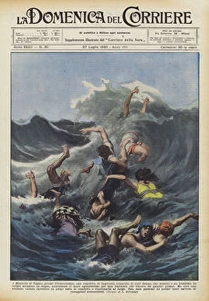 Drowning Gallery: In Montalto di Castro, near Civitavecchia, a group of bathers, composed of seven women