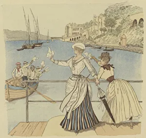 Monte Carlo, saying farewell to the fishermen (colour litho) Monte Carlo, saying farewell to the fishermen (colour litho)