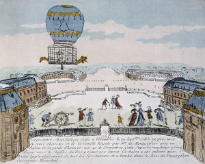 Montgolfier's first flight of animal-inhabited aerostat organized in Versailles Montgolfier's first flight of animal-inhabited aerostat organized in Versailles