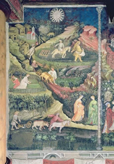 Agricultural Scene Gallery: The Month of April, c.1400 (fresco) 9see also 498154)