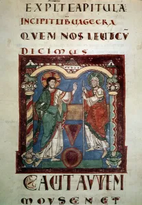 Month before God. Illuminated page from the tropair of Saint Martial de Limoges Month before God. Illuminated page from the tropair of Saint Martial de Limoges