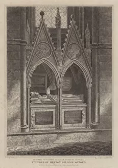 Monument of Walter de Merton, founder of Merton College, Oxford, in Rochester Cathedral (engraving)